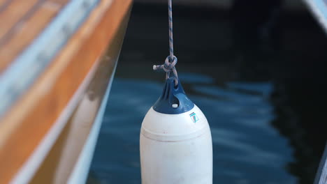 fenders suspended between a boat and dockside for protection