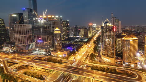 timelapse of the beijing city skyline from a high vantage point