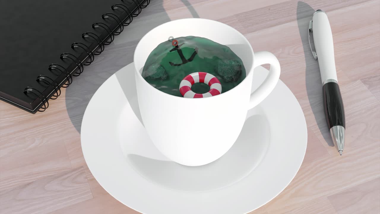 창의적인 책상 장식: 해양 테마의 커피 컵