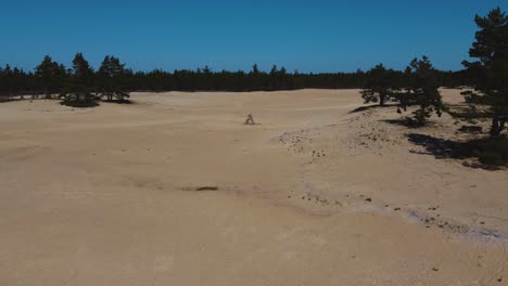 desert beach and serene forest in hiiumaa island - drone footage 4k