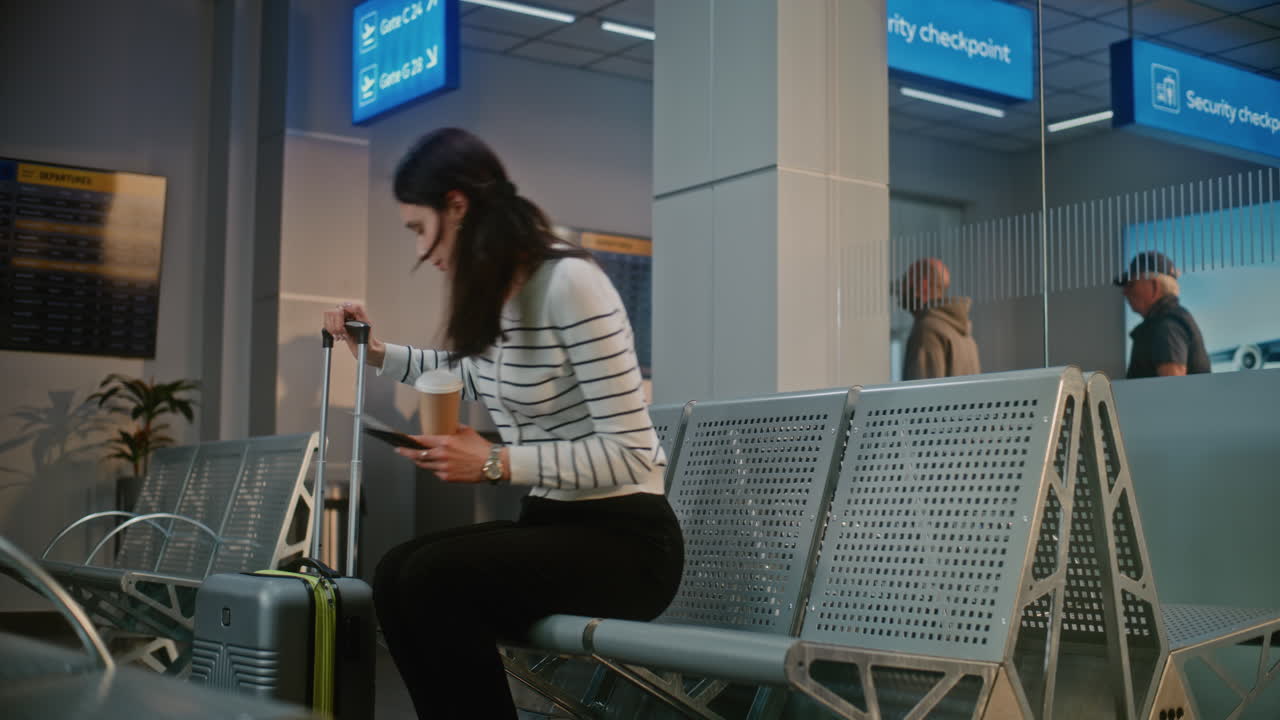 Woman waiting in airport