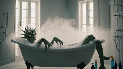 dragon taking a bubble bath