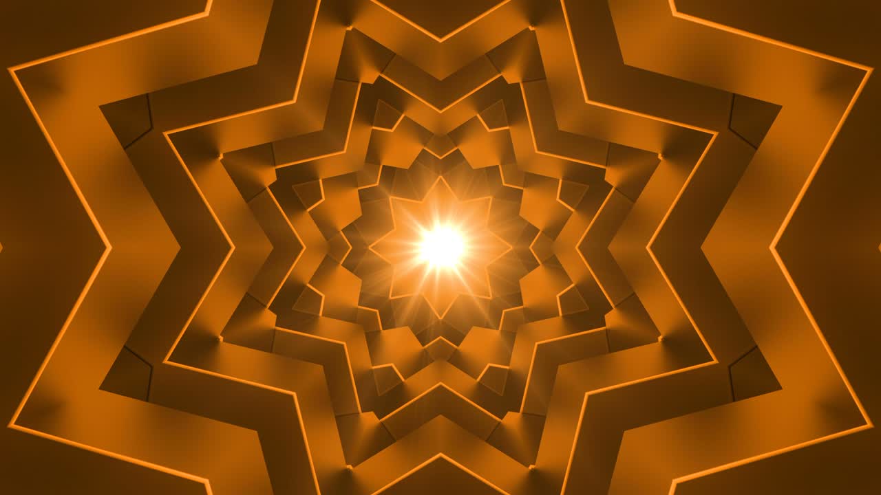 estrella de fondo caleidoscópico video de bucle naranja
