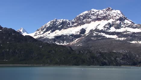 inside passage landscape with snow-capped mountain, glacier bay national park alaska in the summertime