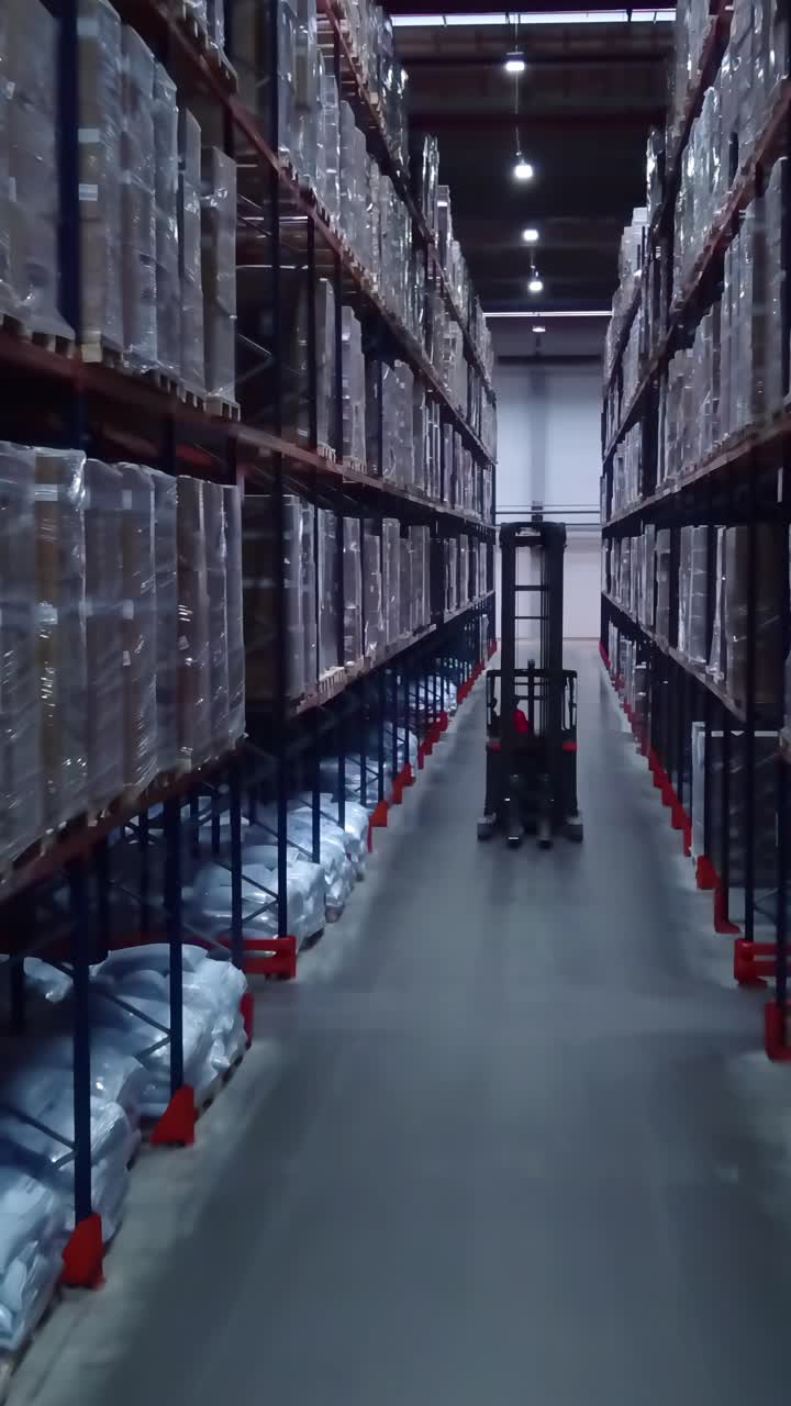 interior del almacén con carretilla elevadora