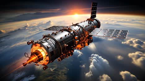 orbiting satellite captures stunning view of earth at sunset