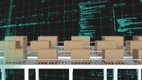 procesamiento de datos a través de la red de red contra múltiples cajas de entrega en la cinta transportadora
