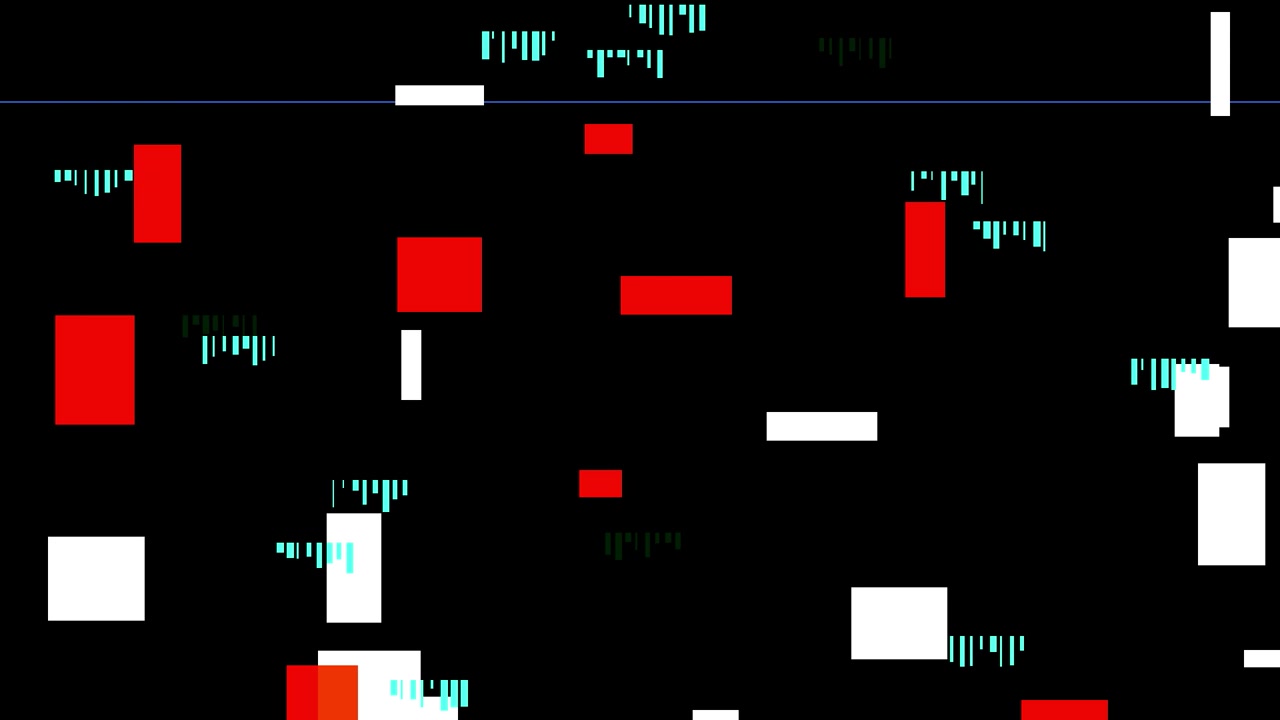 Abstract Digital Glitch Animation with Geometric Shapes and Data Bars