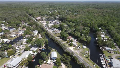 weeki wachee, florida aerial view flying in eastward from the river