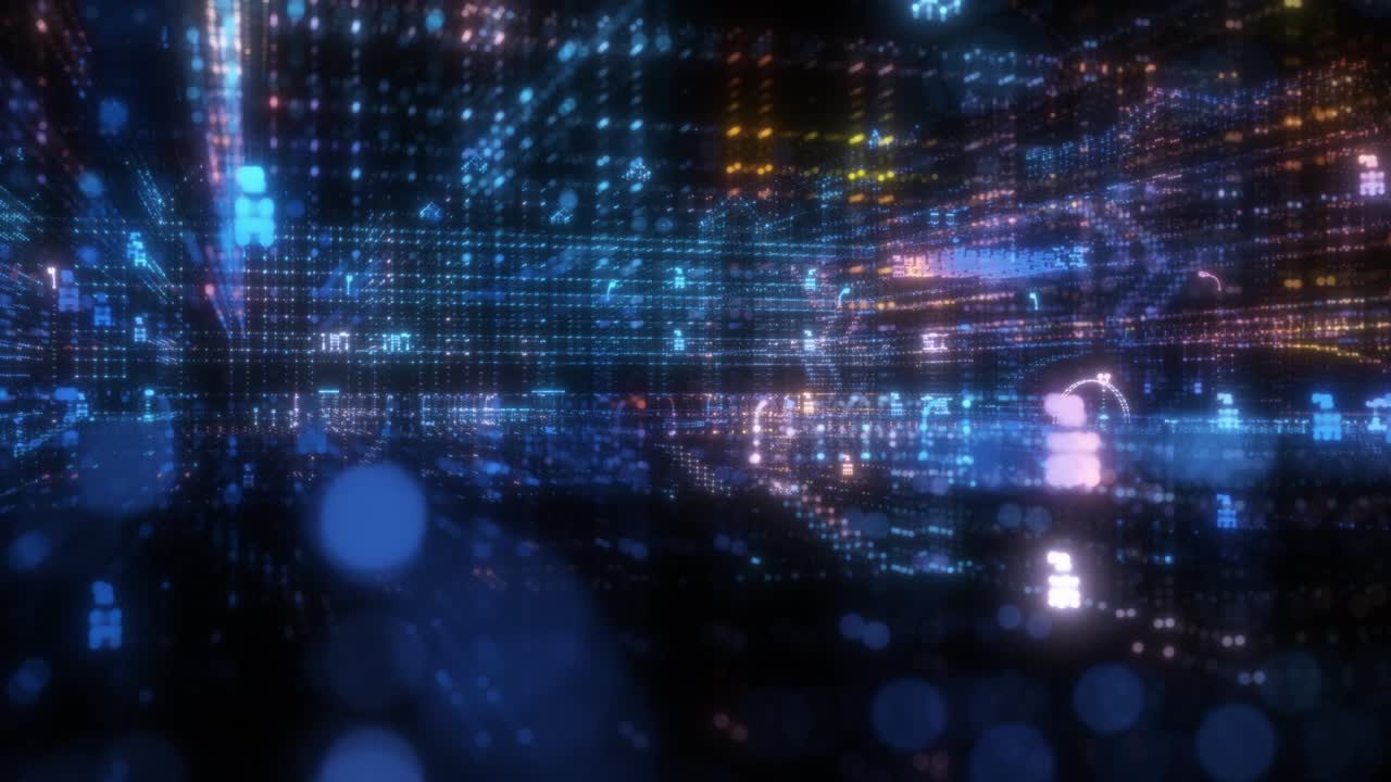 casa digital de partículas en 3d y bucle sin costuras en 4k