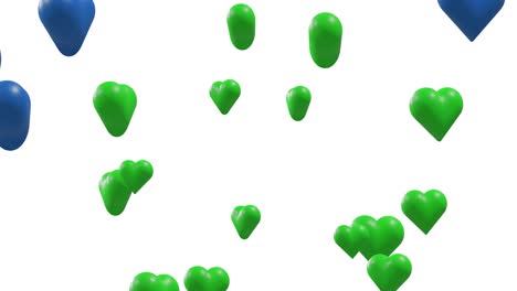 animación de corazones coloridos moviéndose sobre un fondo blanco.