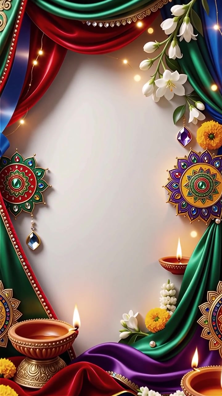 Sfondo del Festival Diwali con lanterne e decorazioni tradizionali Diyas.
