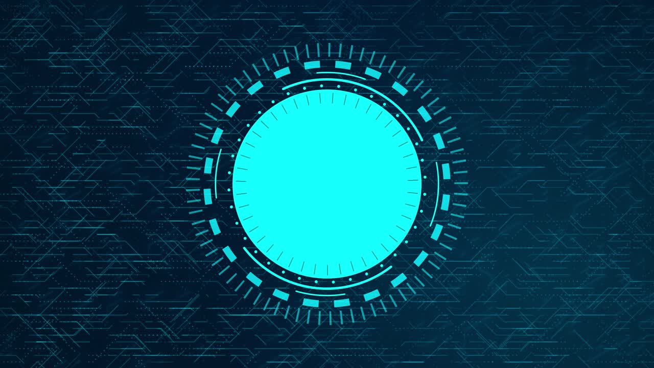 Futuristisk digitalt HUD-koncept med roterende blå kredsløb