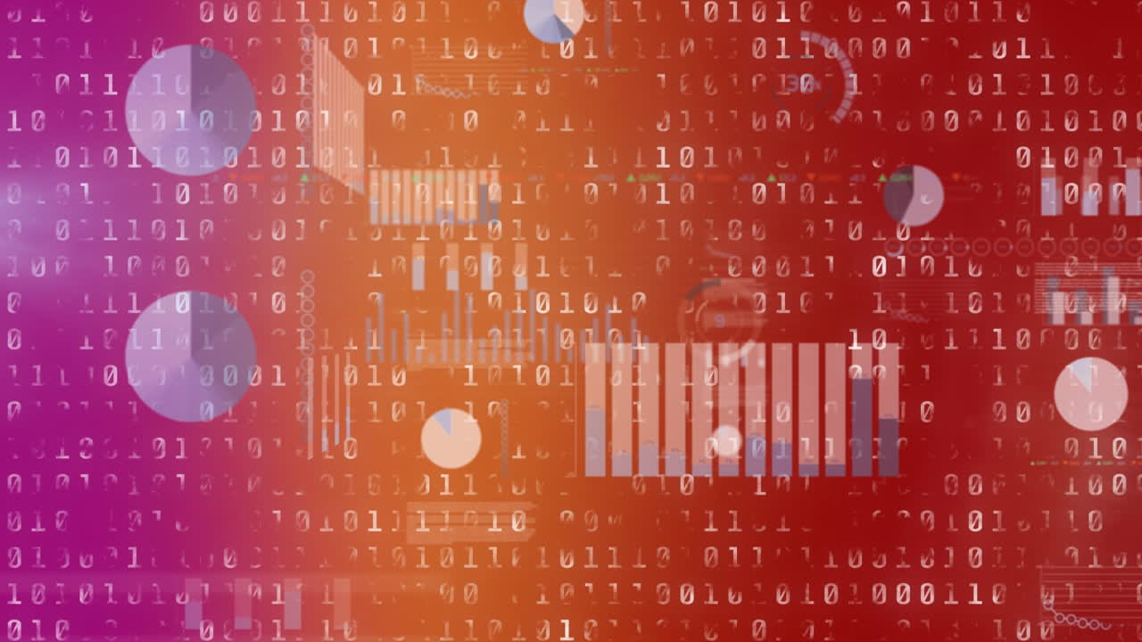 Animation of data processing on red background