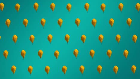 animation of rows of autumn yellow leaves on purple background