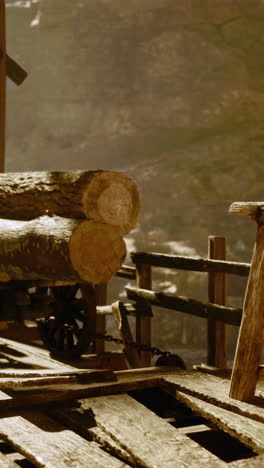 wooden cart with logs