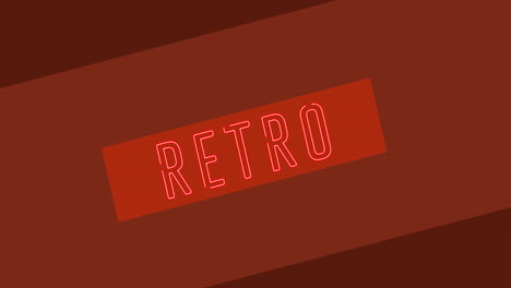 animation of neon retro text over red background