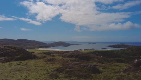 a 4 k static shot towards the skellig michael blasket islands off the co kerry coast ireland on the road to portmagee town