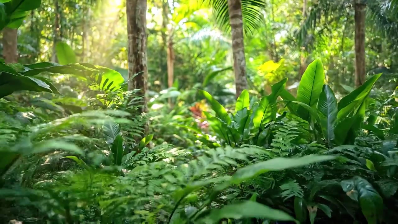 Terraza de madera con vistas a una exuberante selva tropical