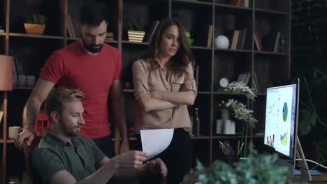 angry businesswoman boss shaking paper documents near manager face