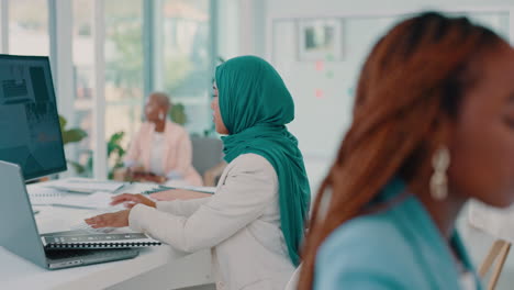 office, computer and business people typing