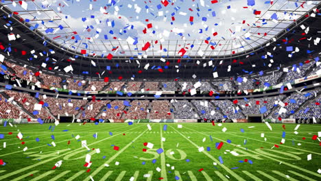 animation of falling confetti over rugby stadium