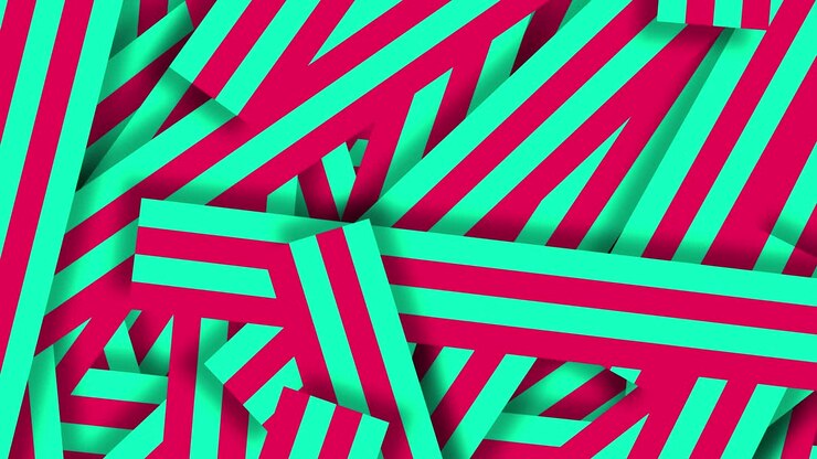 Design 3D a linee rosa e verdi