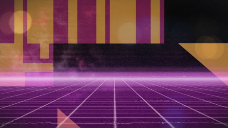 animación de interferencias y líneas de neón sobre un fondo borroso