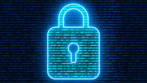 Abstract Binary Digital Padlock Computer Cyber Security Concept - 4K Seamless Loop Motion Background Animation