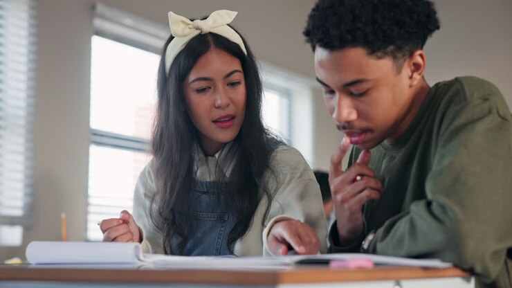 Due studenti che studiano insieme