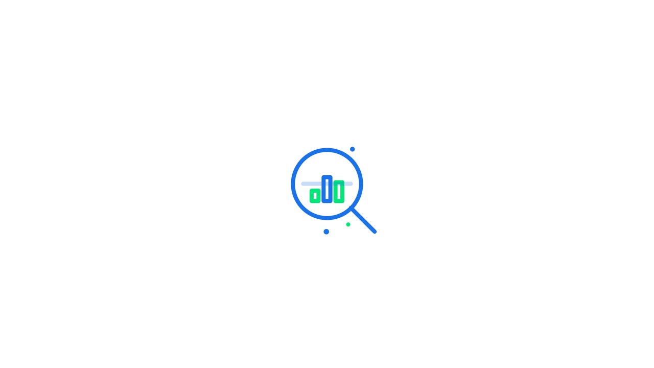 Animated Magnifying Glass Searching Over Bar Chart Icon