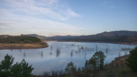 timelapse in late afternoon over lake eildon near mansfield, victoria, australia, june 2019