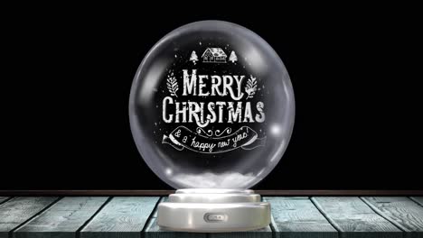 Animation-of-christmas-snow-globe-with-christmas-greetings-and-snow-falling-on-black-background