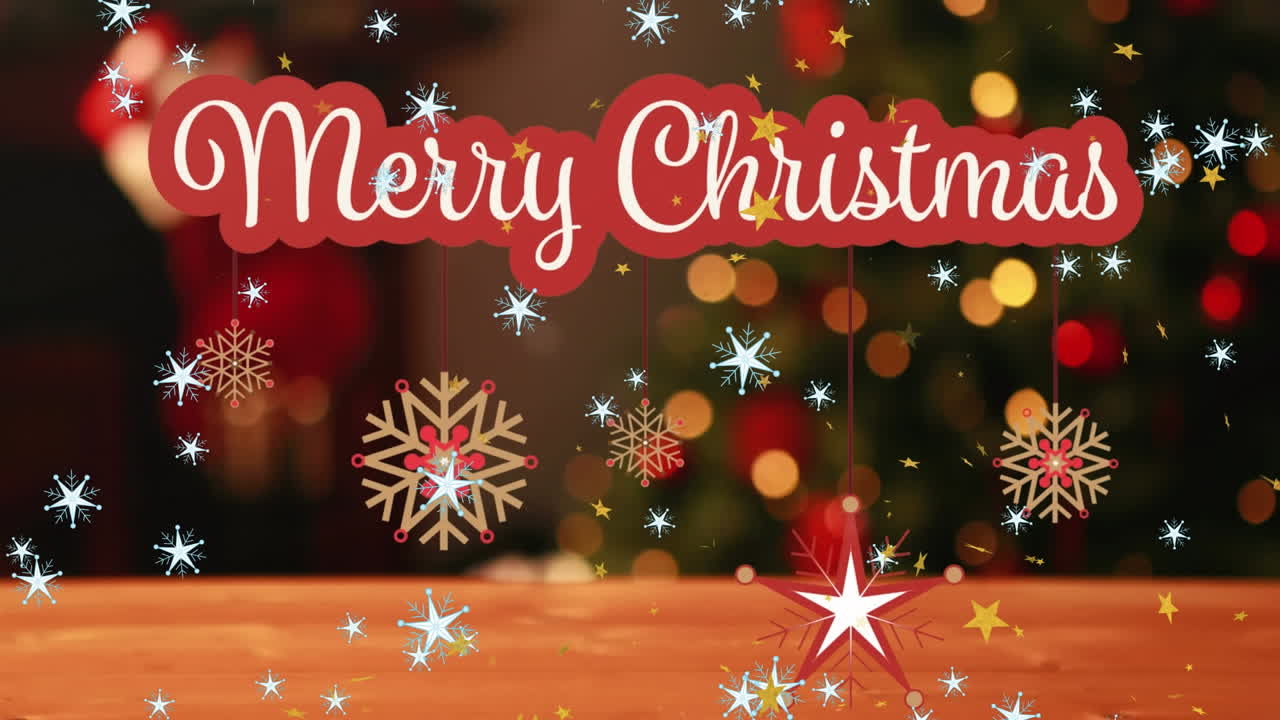 눈이 내리는 메리 크리스마스 텍스트의 애니메이션