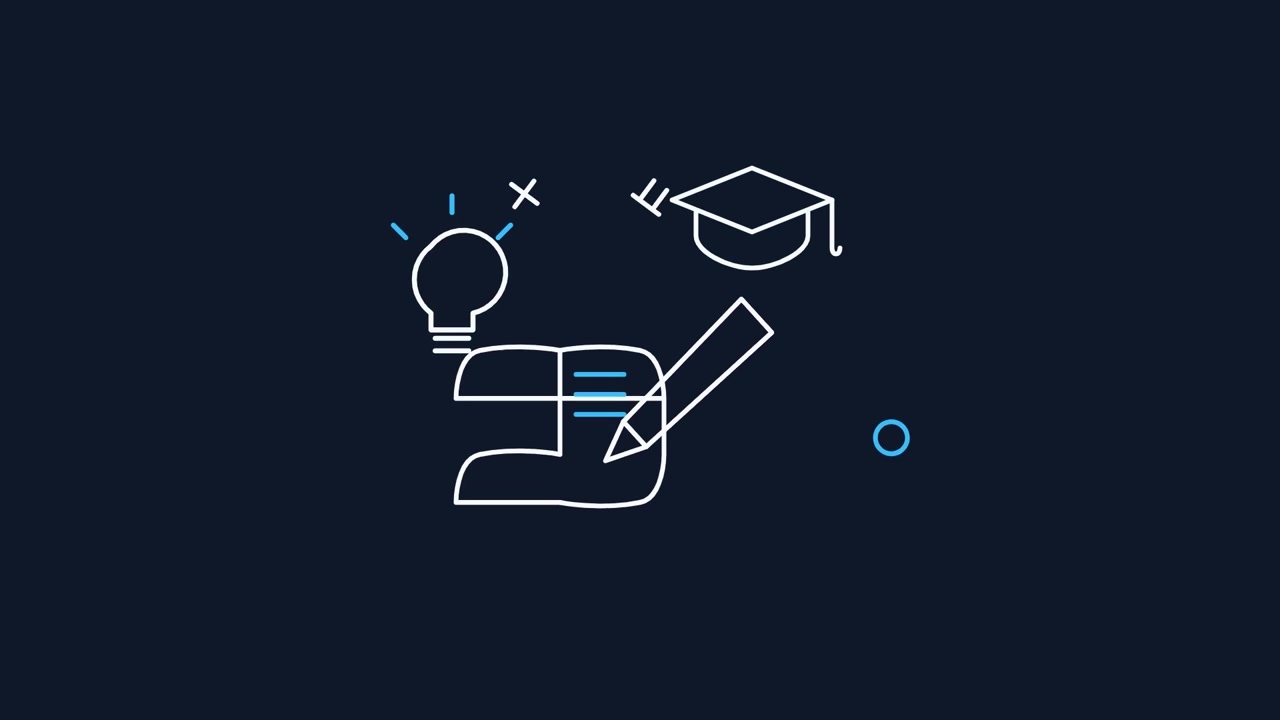 Animated Line Art Icons Representing Education and Creativity