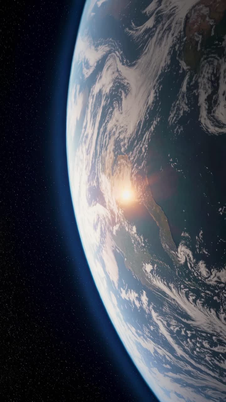 A stunning video concept of a sunrise over Earth from space, captured at a low angle