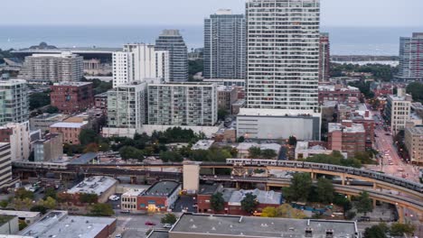 train on the loop - chicago - aerial