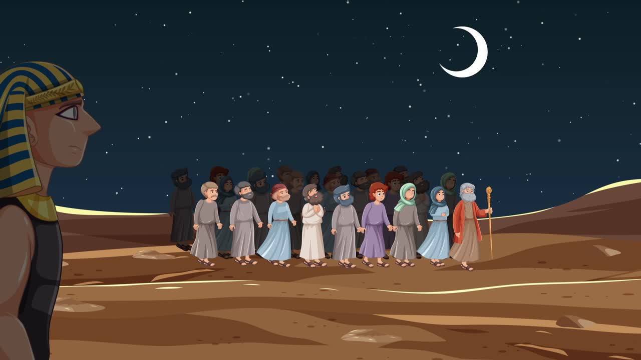 Transizione animata dall'antico Egitto alle corse moderne