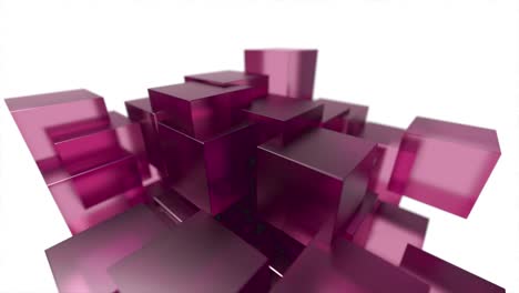 glass blocks cubes floating interlocking abstract tech motion background loop 4k