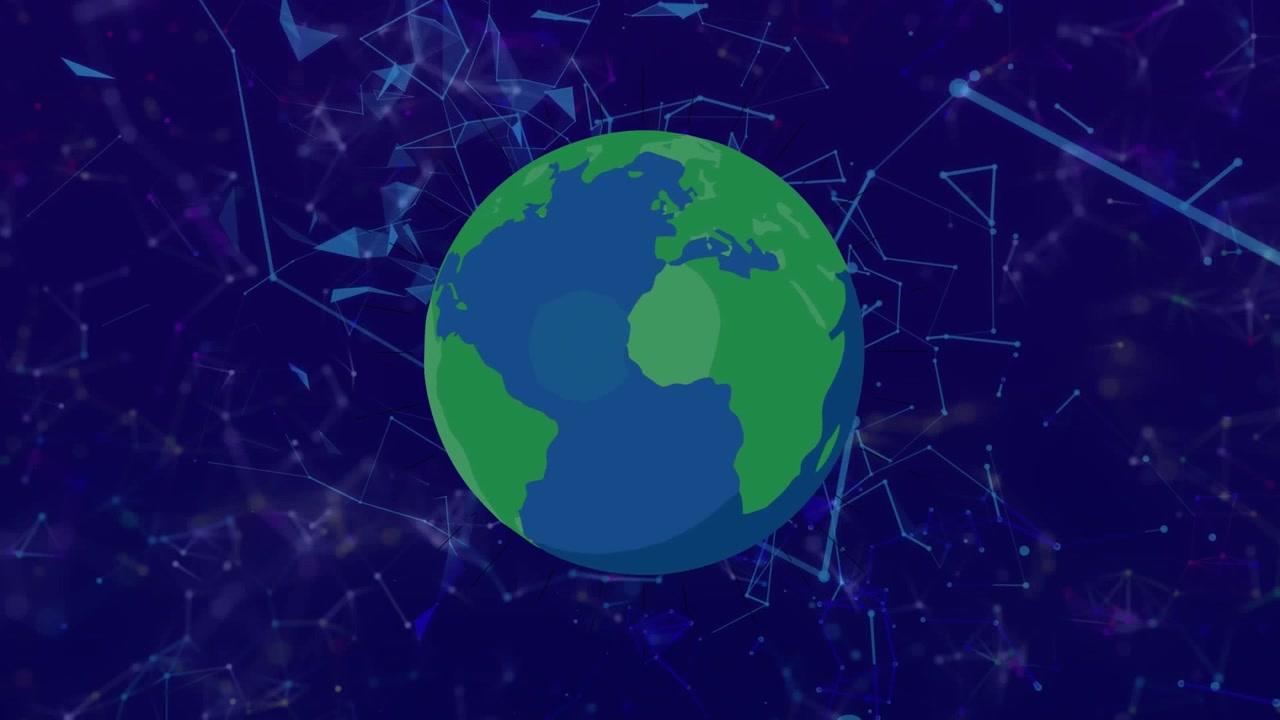 Animation of globe over network of connections and globe