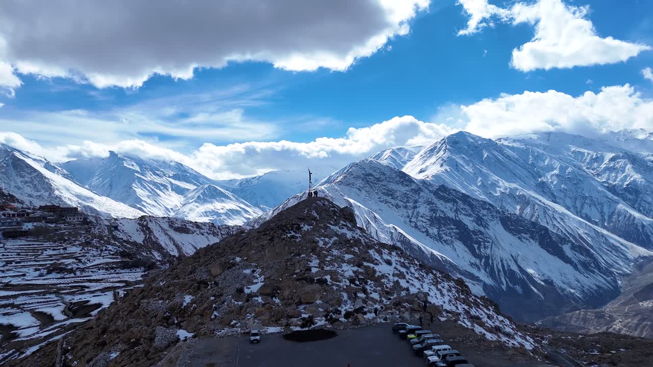 Snowy Mountain Peaks and Valley Scenery