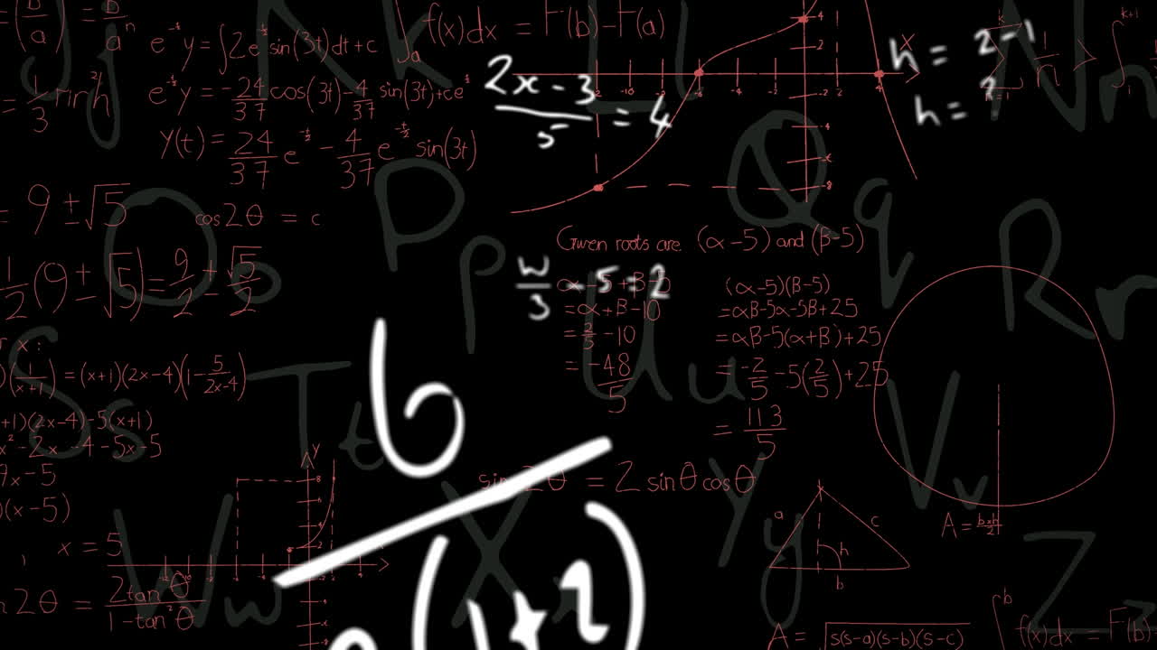 Animation of moving mathematical formulas over blackboard