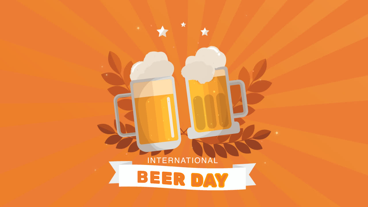 An animation of Flat international beer day illustration
