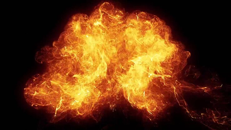 Large Fiery Explosion Against a Black Background