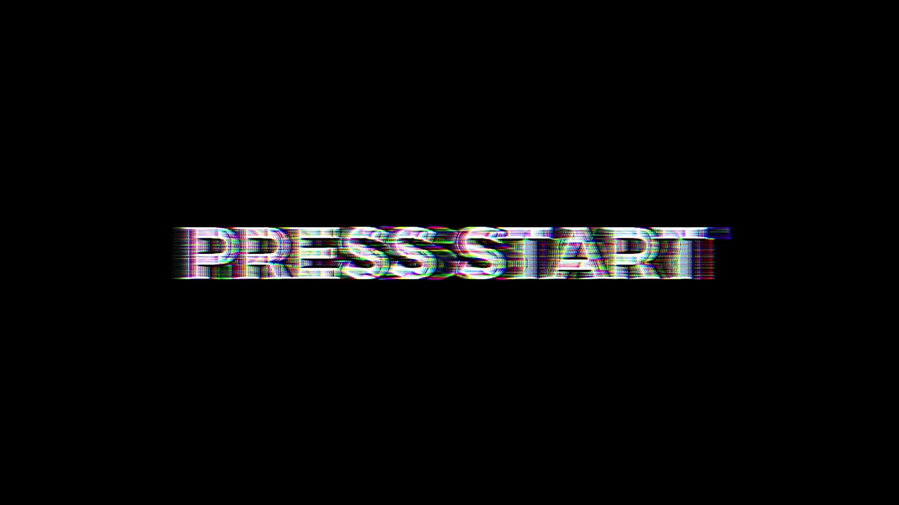 Animated Press Start Text with Retro Glitch Effect