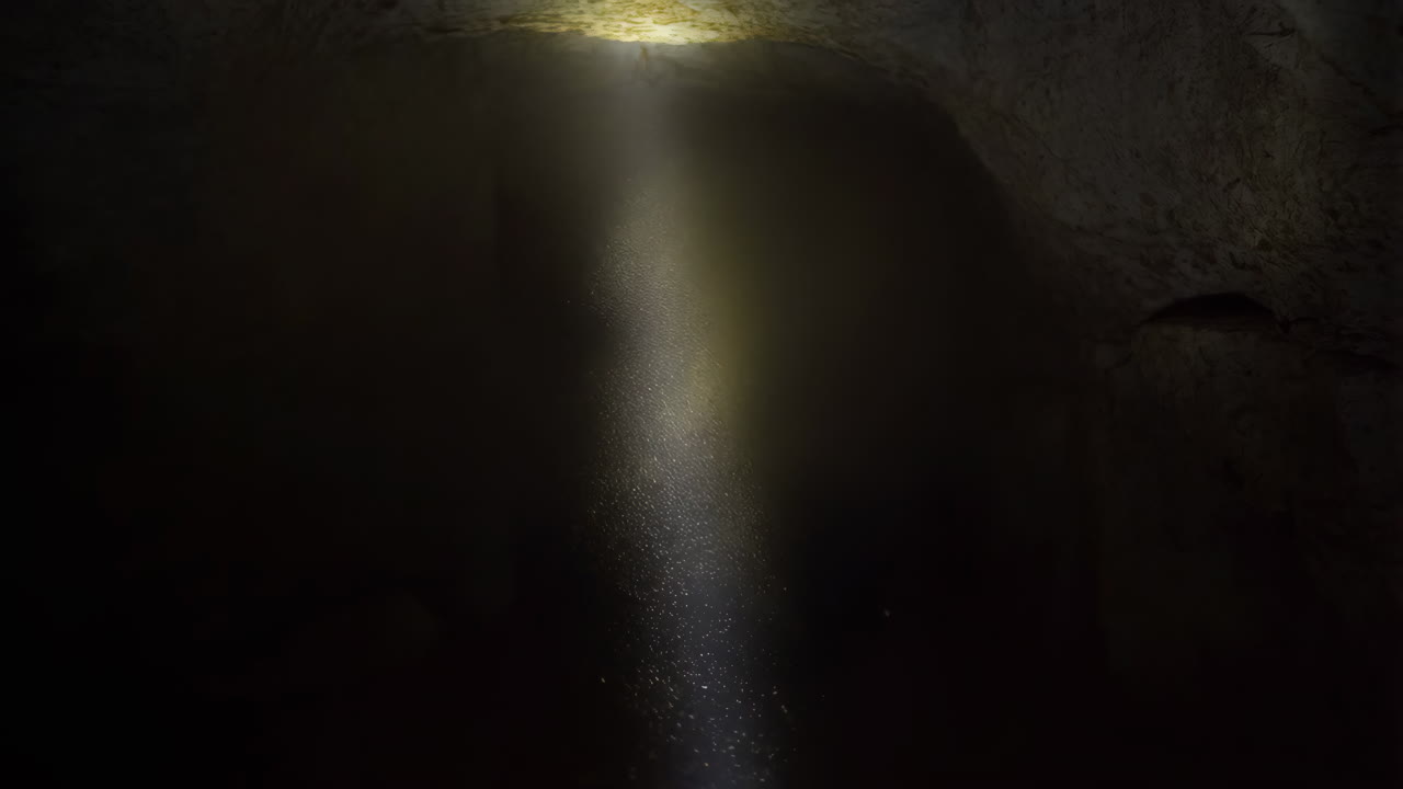 Cave Interior with Sunlight Beam