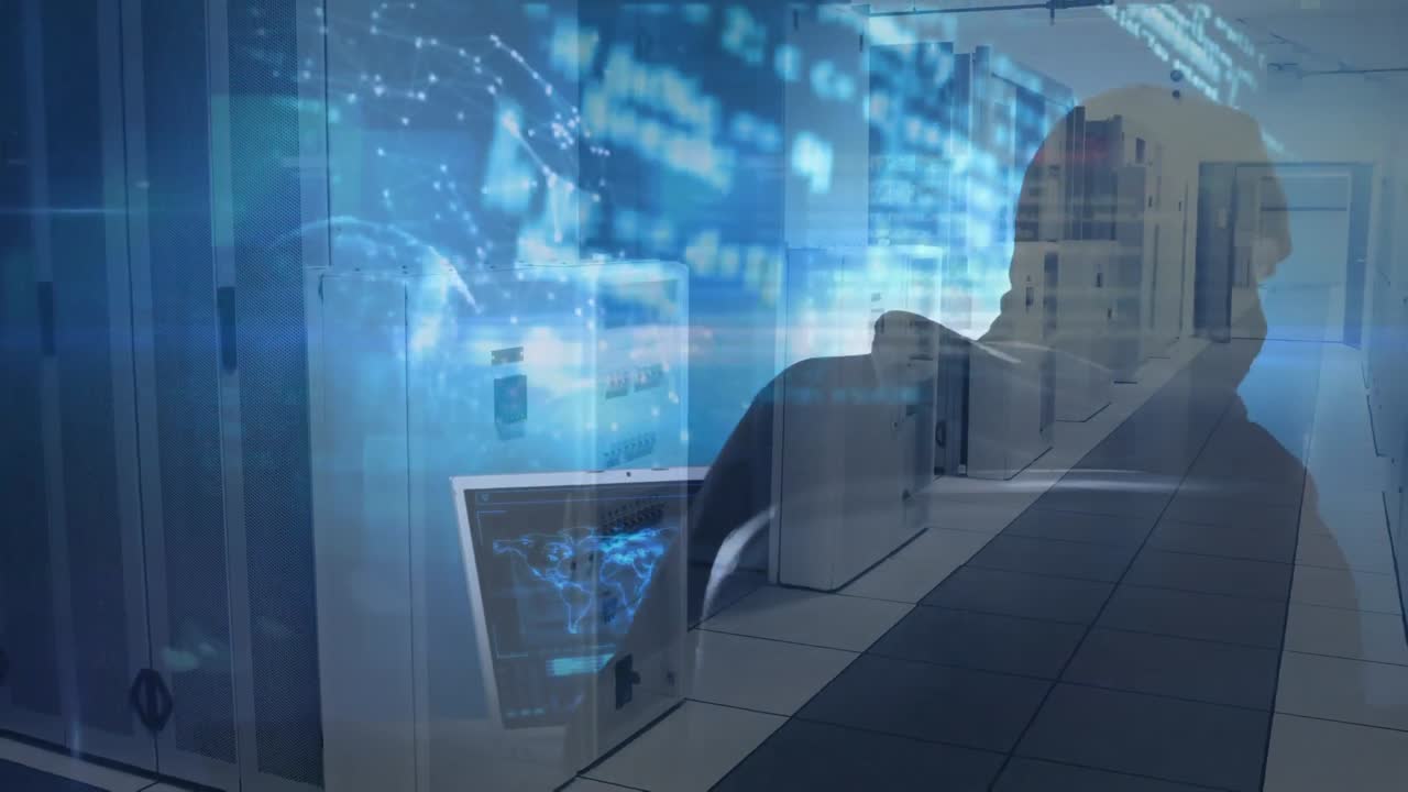 컴퓨터를 해킹하는 후드  ⁇ 의 애니메이션