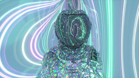 futuristic astronaut in a crystal space suit