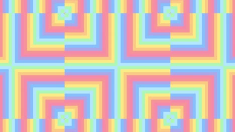 mosaico geométrico mínimo con rayas de arco iris en un patrón animado de bucle sin costuras. fondo de gráficos de movimiento abstractos