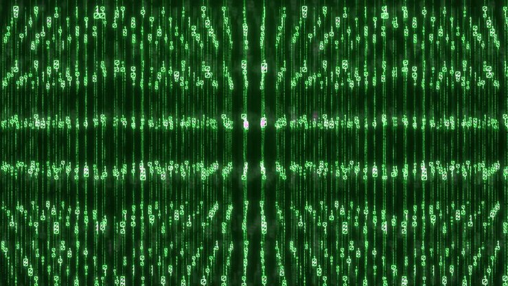 Green Matrix Style Digital Rain Falling Binary Code Background Loop
